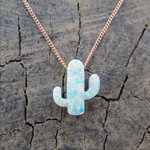 Mini Stone Cactus Necklace Gold Chain